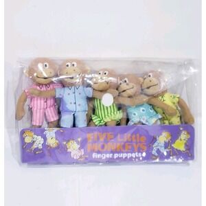Merry Makers Five Little Monkeys Finger Puppets Set of 5 Plush Storytime Toys